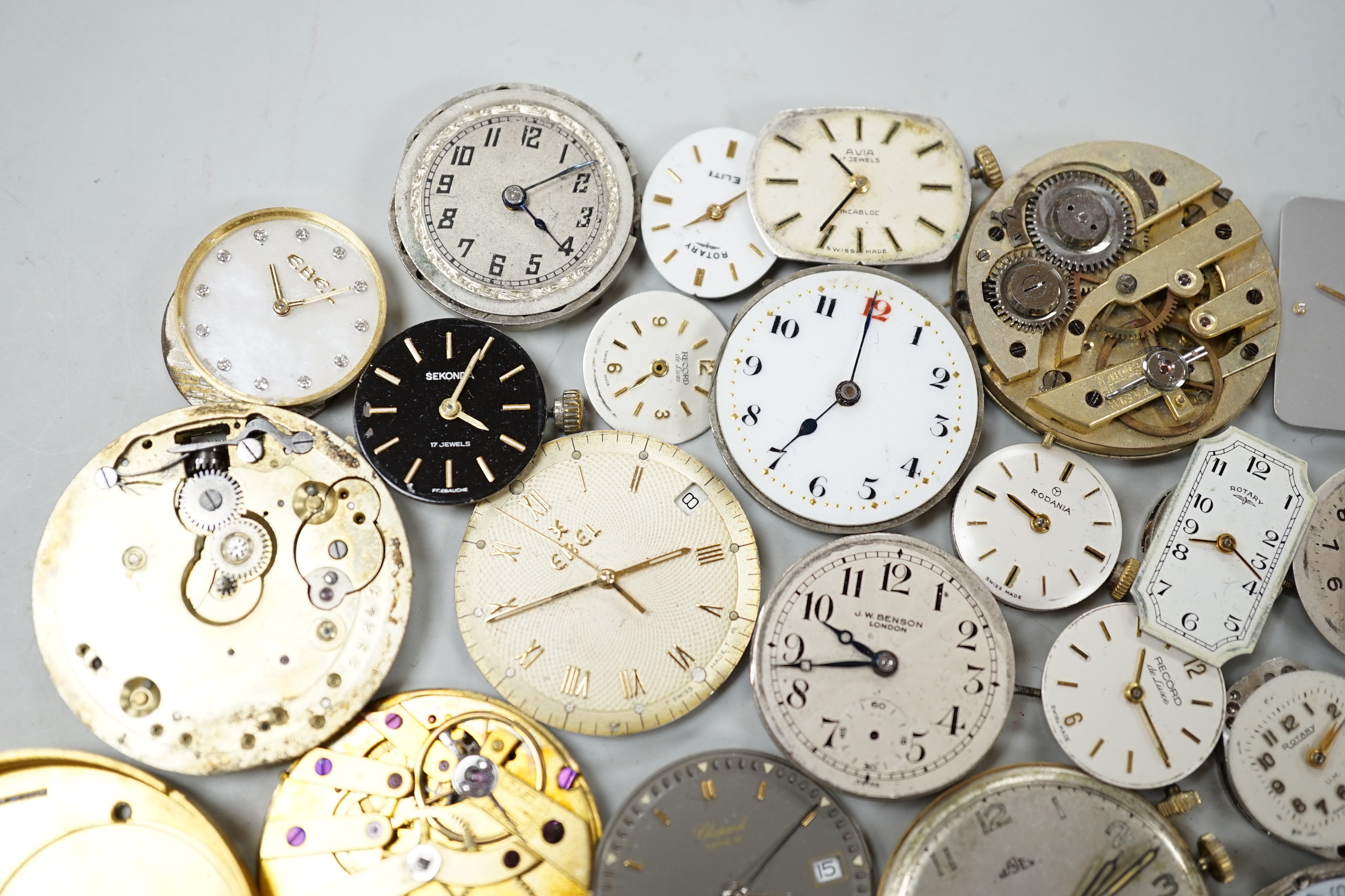 A quantity of assorted wrist and pocket watch parts and movements.